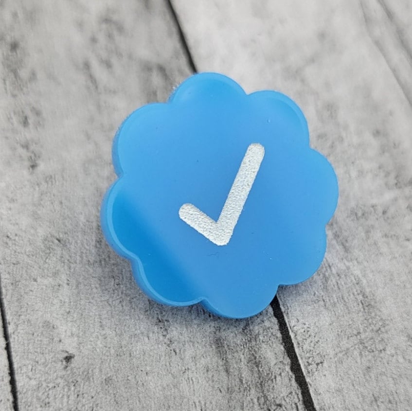 Twitter Verified Lapel Pin Acrylic Blue Checkmark Elon Musk Tweet Funny