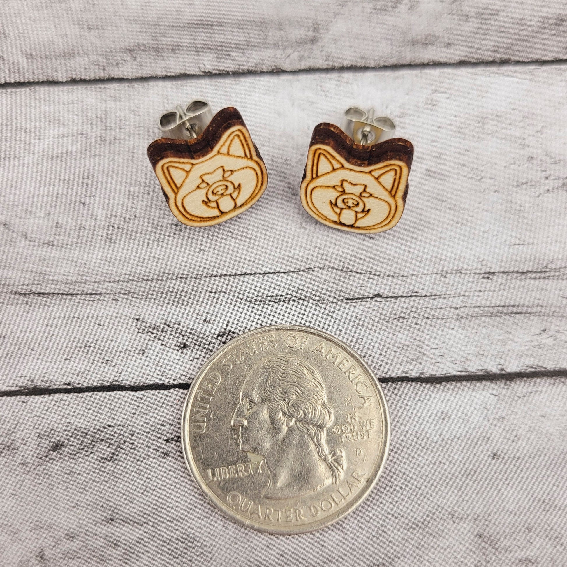 Akita Inu Stud Earrings | Japanese Akitainu | Dog Owner | Akita | Dog Mom | Post | Stud Earrings | Wood | Stainless Steel