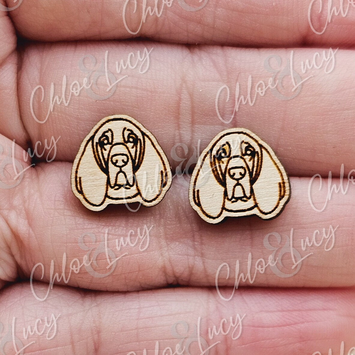 Bloodhound Dog Stud Earrings | Dog Owner | Dog Mom Gift | Post | Stud Earrings | Wood | Stainless Steel | Hunting Dog | Hound Dog