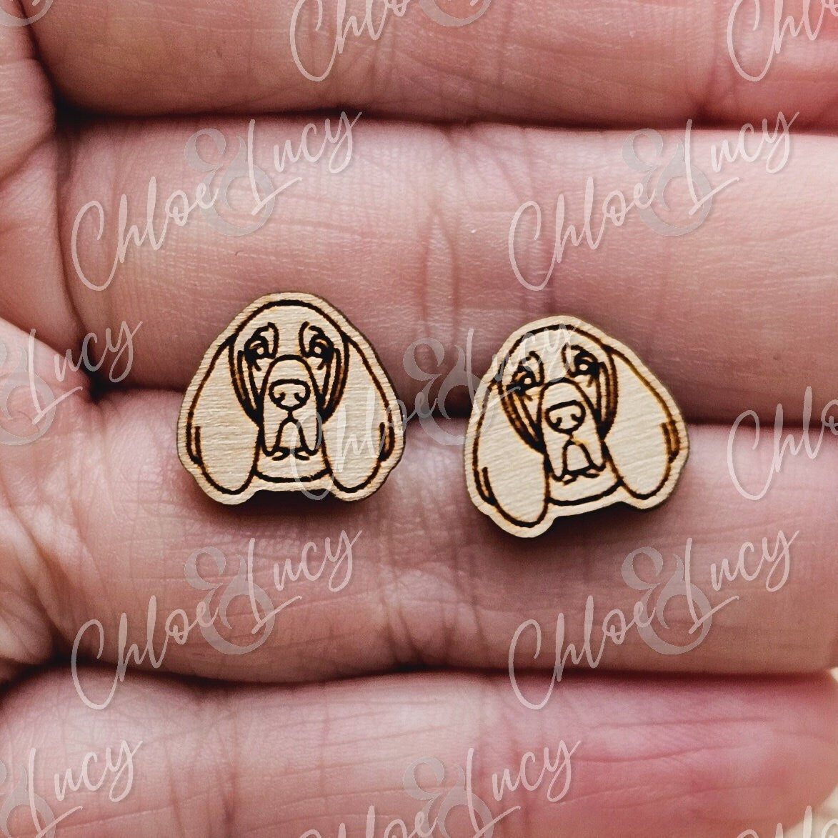 Bloodhound Dog Stud Earrings | Dog Owner | Dog Mom Gift | Post | Stud Earrings | Wood | Stainless Steel | Hunting Dog | Hound Dog