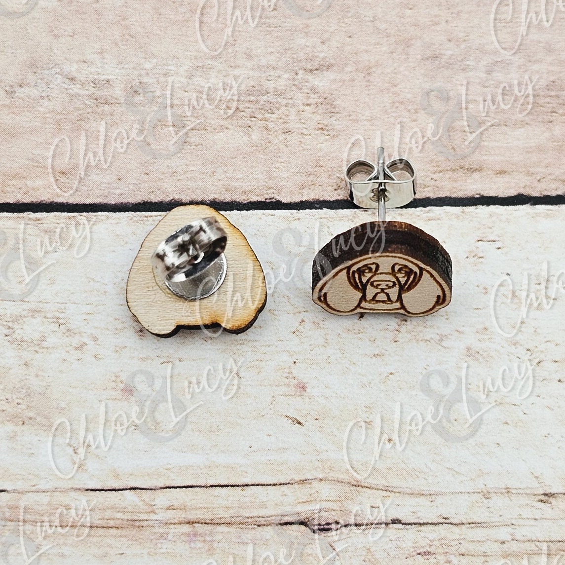 Bloodhound Dog Stud Earrings | Dog Owner | Dog Mom Gift | Post | Stud Earrings | Wood | Stainless Steel | Hunting Dog | Hound Dog