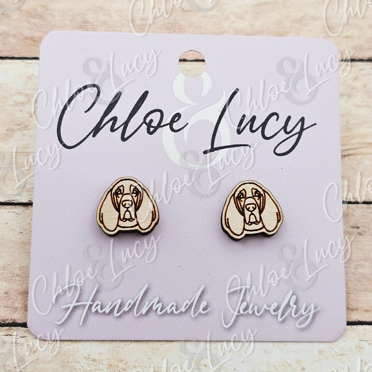 Bloodhound Dog Stud Earrings | Dog Owner | Dog Mom Gift | Post | Stud Earrings | Wood | Stainless Steel | Hunting Dog | Hound Dog
