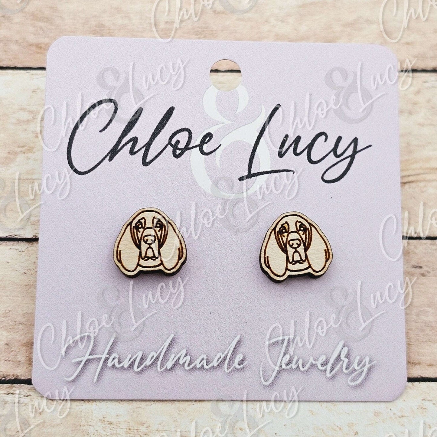Bloodhound Dog Stud Earrings | Dog Owner | Dog Mom Gift | Post | Stud Earrings | Wood | Stainless Steel | Hunting Dog | Hound Dog