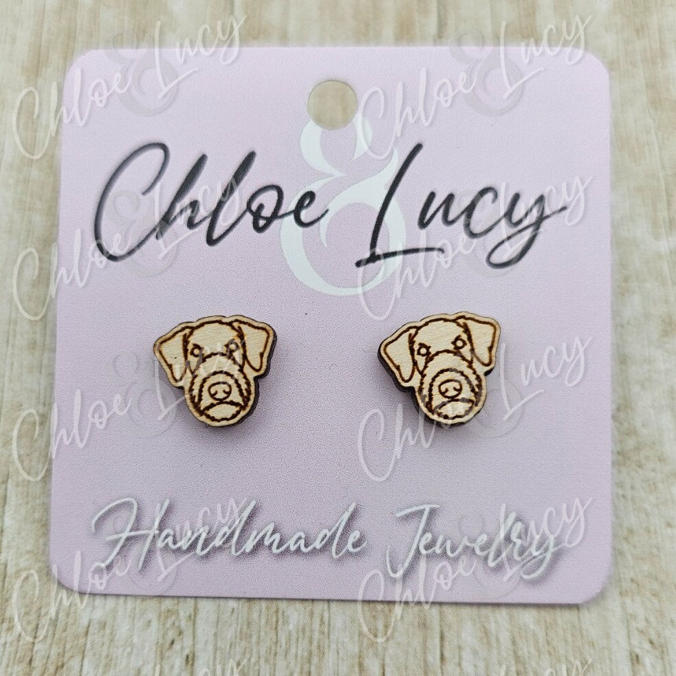 Airedale Terrier Stud Earrings | Dog Owner | Dog Mom Gift | Bingley Terrier | Waterside Terrier | Stud Earrings | Wood | Stainless Steel