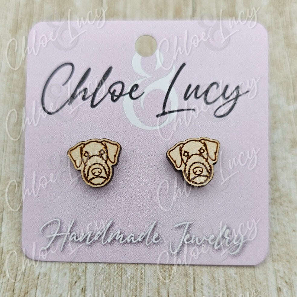 Airedale Terrier Stud Earrings | Dog Owner | Dog Mom Gift | Bingley Terrier | Waterside Terrier | Stud Earrings | Wood | Stainless Steel