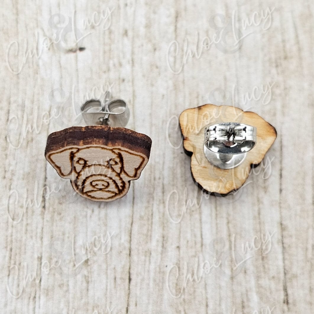Airedale Terrier Stud Earrings | Dog Owner | Dog Mom Gift | Bingley Terrier | Waterside Terrier | Stud Earrings | Wood | Stainless Steel