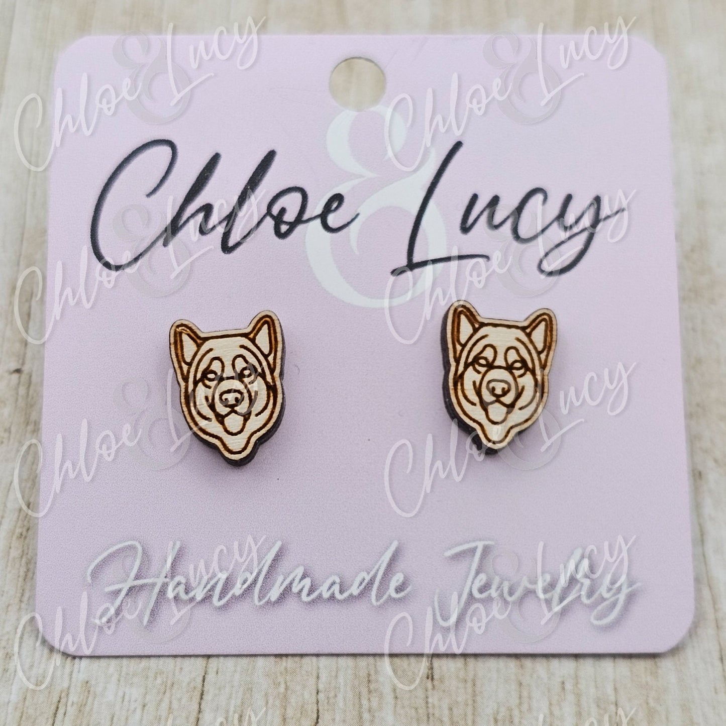 Alaskan Malamute Stud Earrings | Husky | Sled Dog | Dog Owner | Dog Mom Gift | Post | Stud Earrings | Wood | Stainless Steel