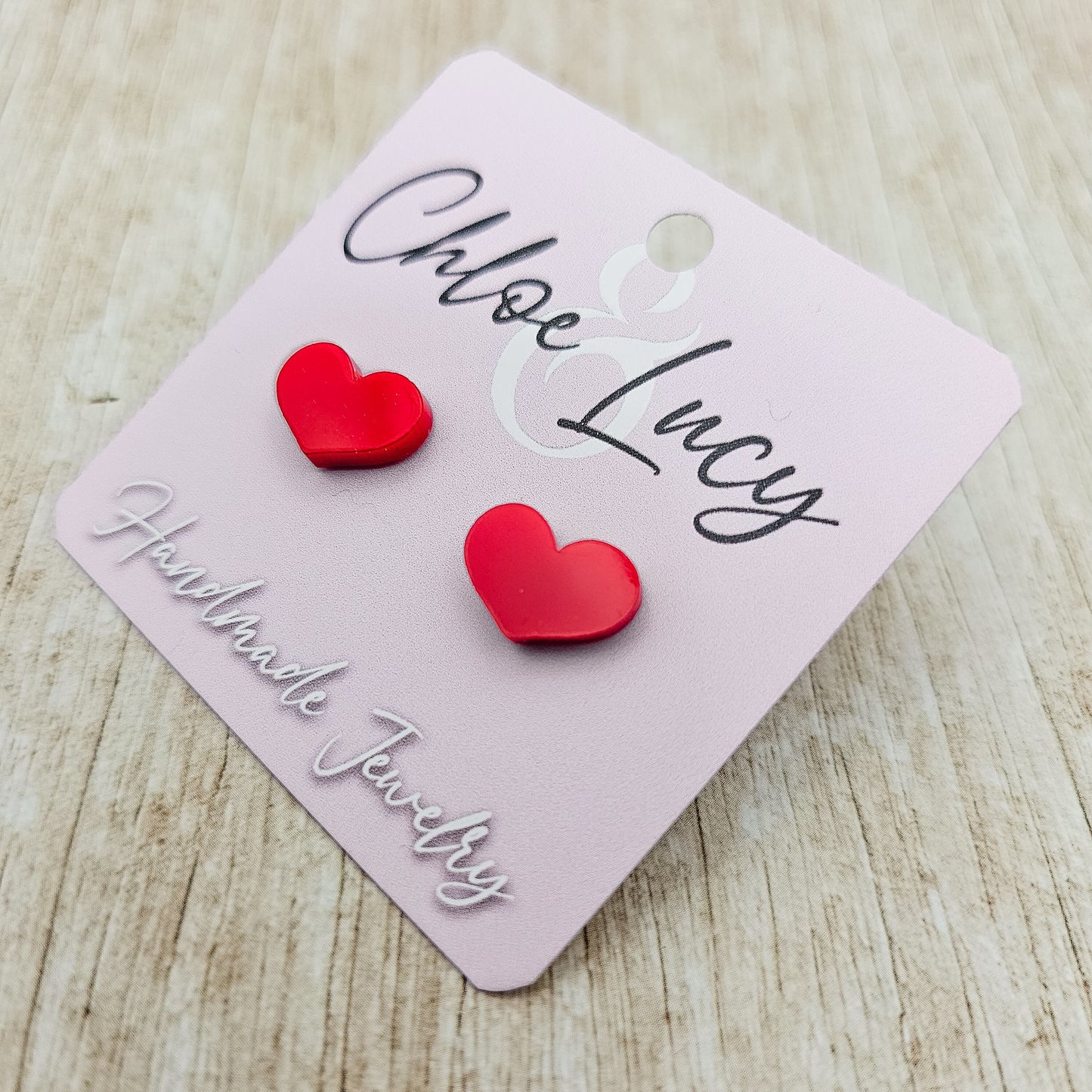 Red Heart Stud Earrings | Acrylic Studs | Valentine's Day | Love | Romance