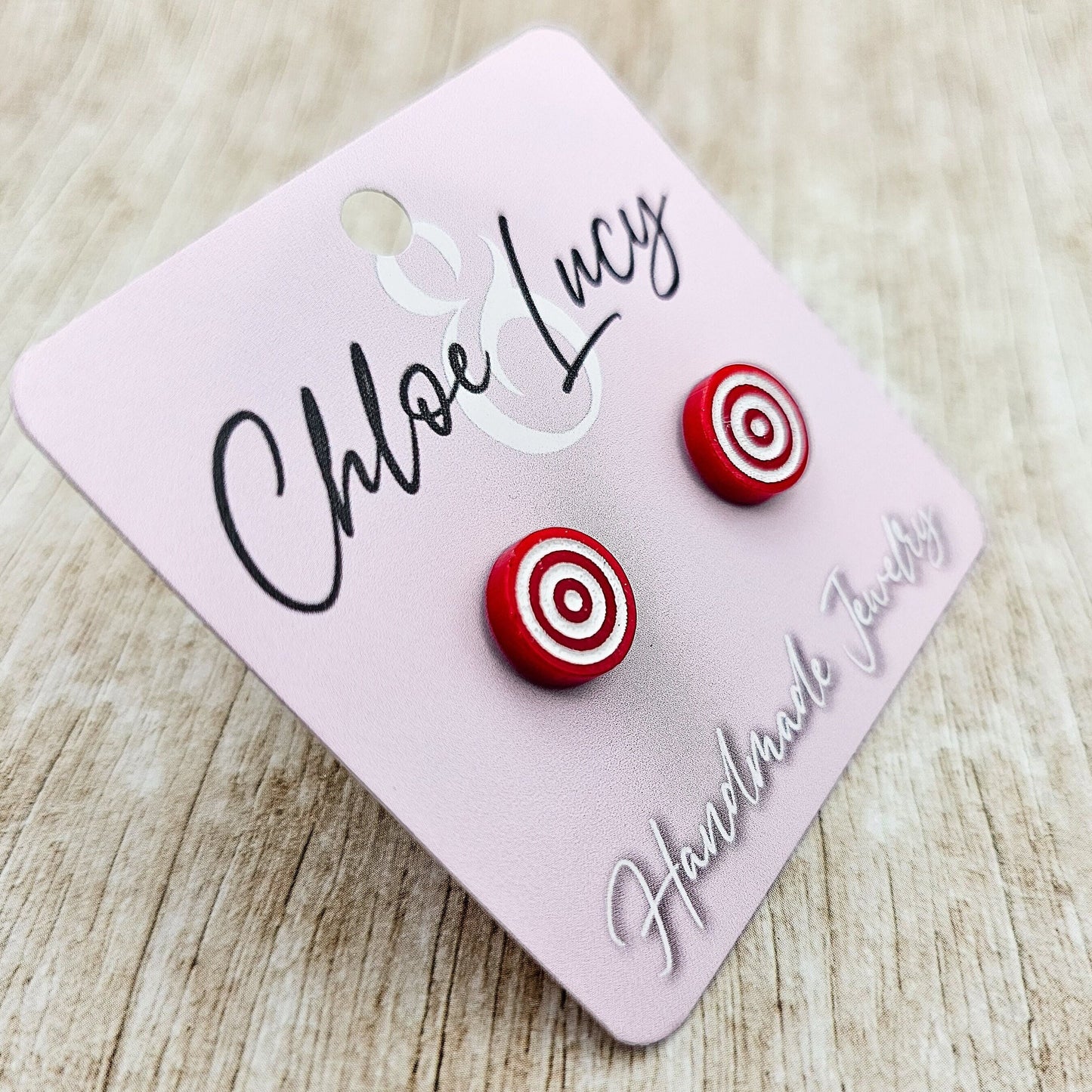 Bullseye Stud Earrings | Red Target Earrings | Archery Gift