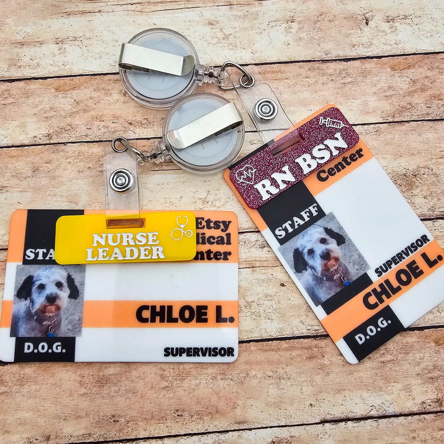 Custom Personalized Over Badge Buddy with Optional Illustrations | Lightweight Badge Tag | Small Badge Topper | Personalized ID Reel