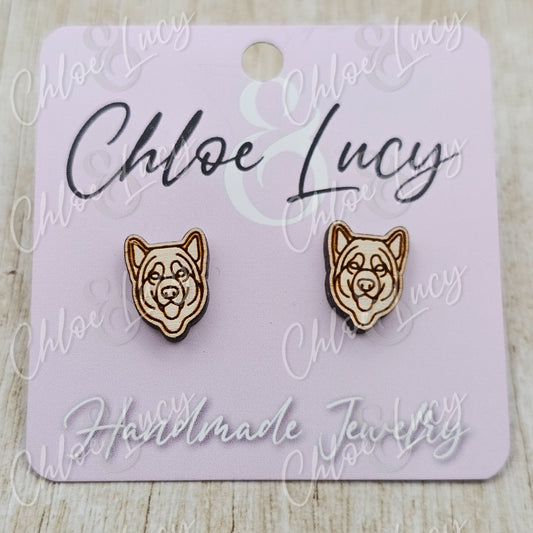 Alaskan Malamute Stud Earrings