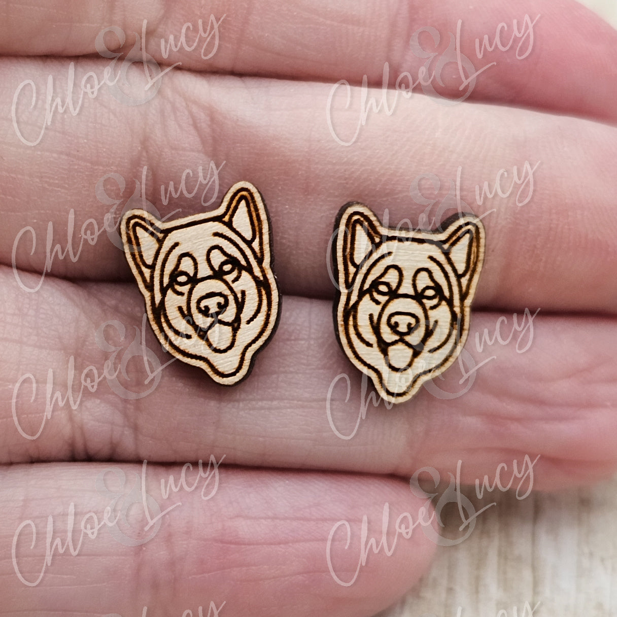 Alaskan Malamute Stud Earrings