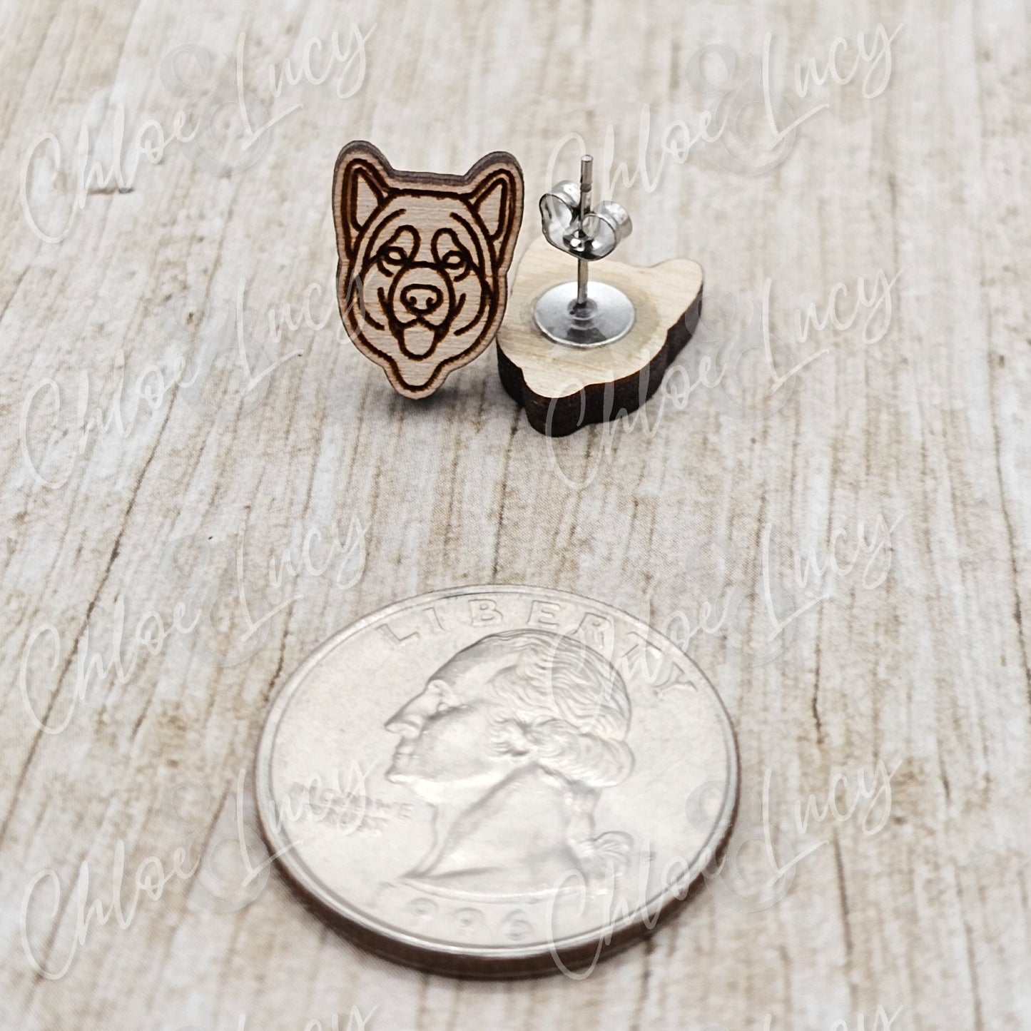 Alaskan Malamute Stud Earrings