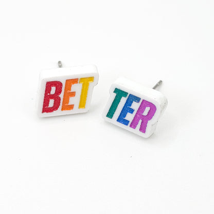 Heated Rivalry "Better" Stud Earrings – Special Edition Rainbow Bet-Ter Acrylic Studs