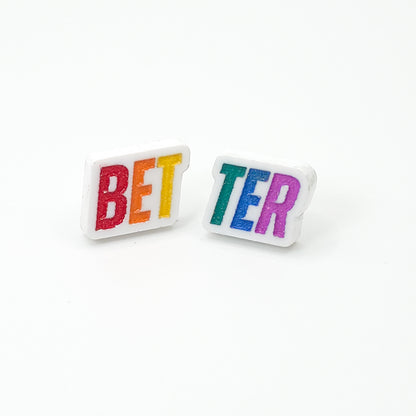 Heated Rivalry "Better" Stud Earrings – Special Edition Rainbow Bet-Ter Acrylic Studs