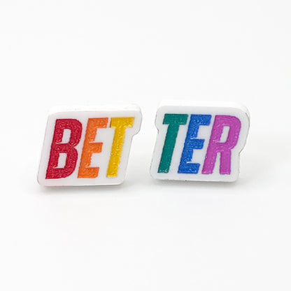 Heated Rivalry "Better" Stud Earrings – Special Edition Rainbow Bet-Ter Acrylic Studs