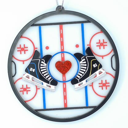 Heated Rivalry 24/81 Hockey Rink Christmas Ornament – Acrylic Skate & Heart Holiday Ornament