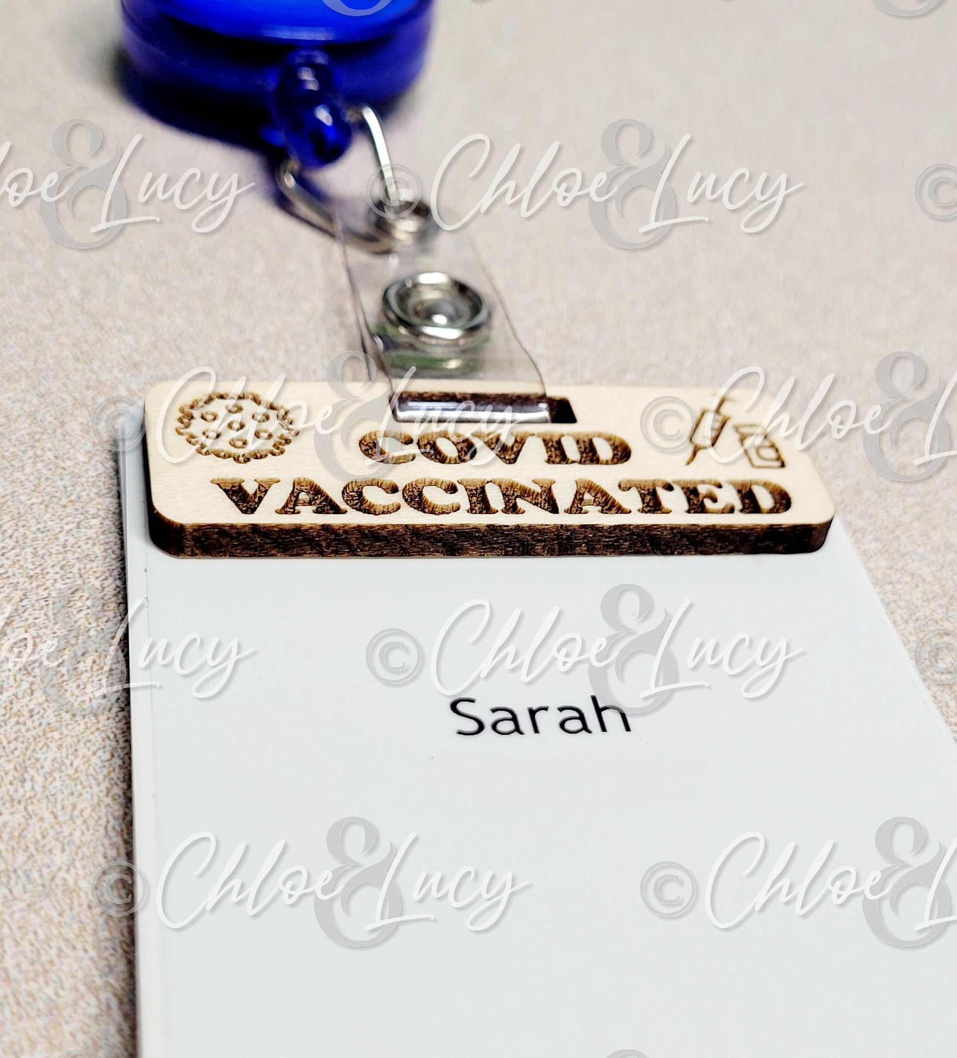 COVID-19 Vaccinated Badge Tag Charm Reel Hospital Employee Vaccine Laser Engraved Nurse Healthcare Gift Doctor CNA