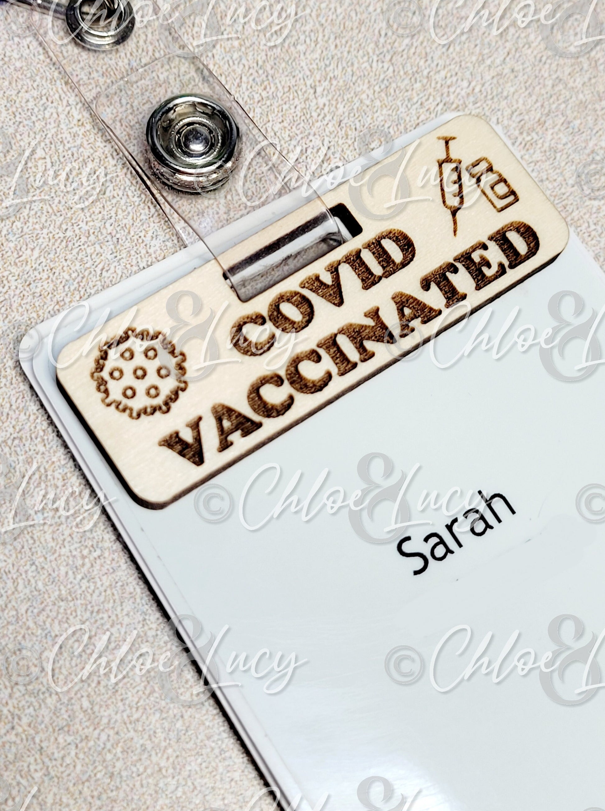 COVID-19 Vaccinated Badge Tag Charm Reel Hospital Employee Vaccine Laser Engraved Nurse Healthcare Gift Doctor CNA