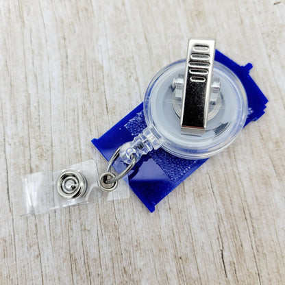 Blue Police Box Acrylic Badge Reel | Sci-Fi ID Holder