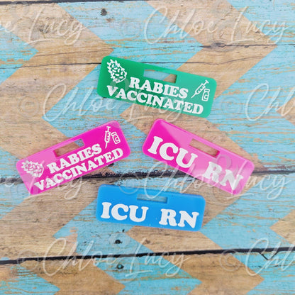Rabies Vaccinated Badge Tag | Badge Charm | Badge Reel | Rabies Vaccination | Veterinary Tech | Veterinarian | Healthcare Worker | Rabid
