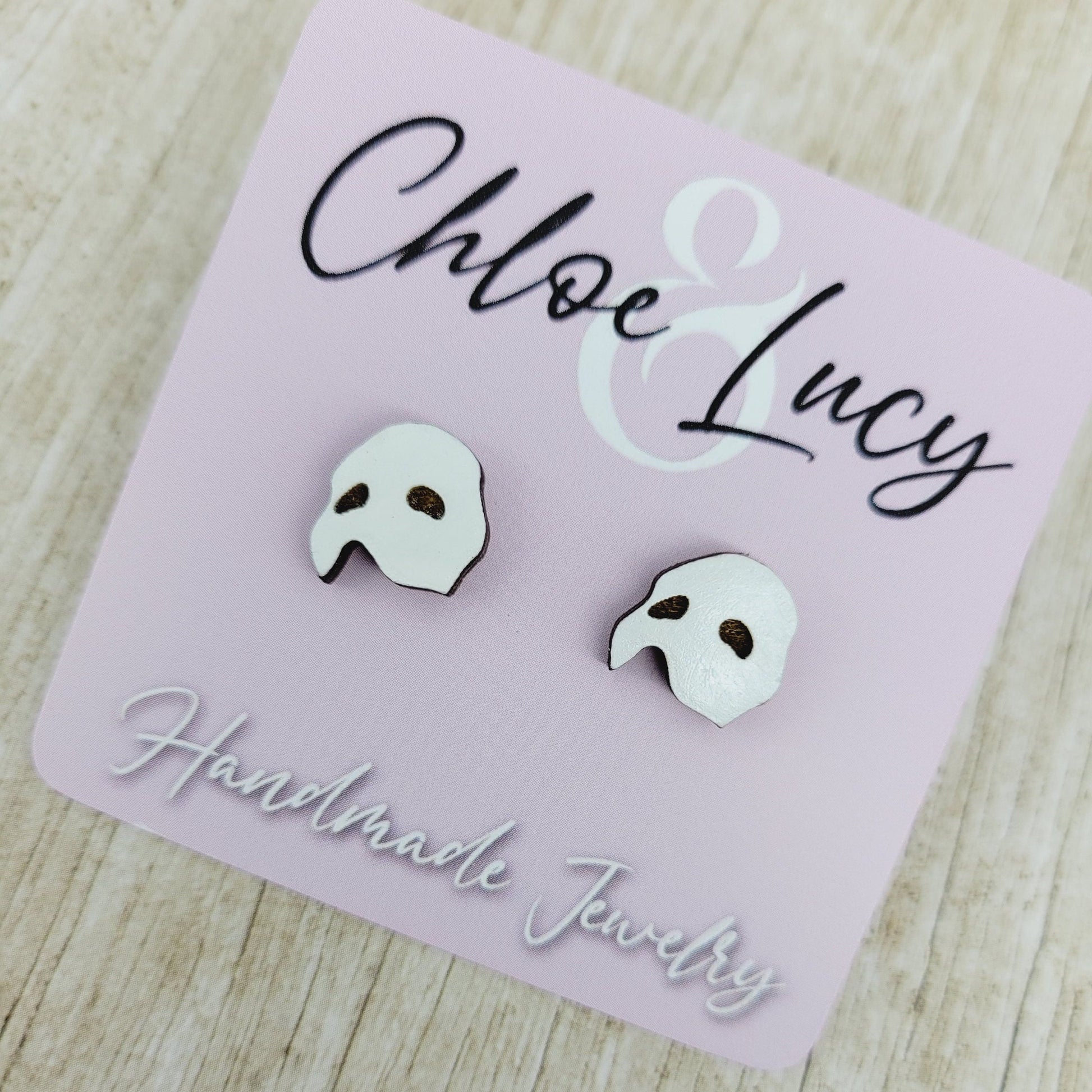 Phantom of the Opera Stud Earrings | Broadway | West End | Musical | Romance | Mask | Post | Stud Earrings | Wood Earrings | Stainless Steel