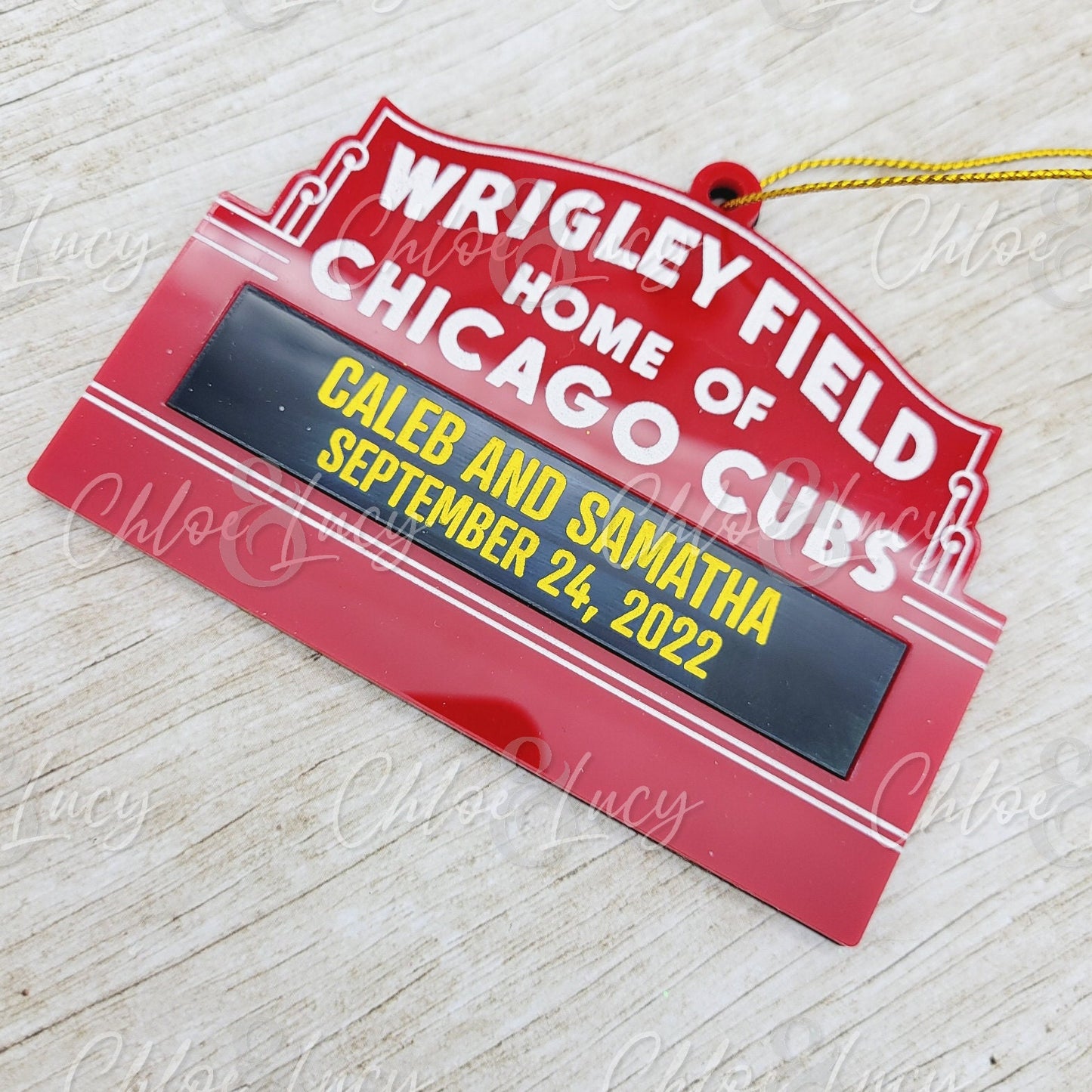 B-QUALITY Chicago Cubs Wrigley Field Marquee Sign Personalized Christmas Ornament Custom Gift | Less than Perfect