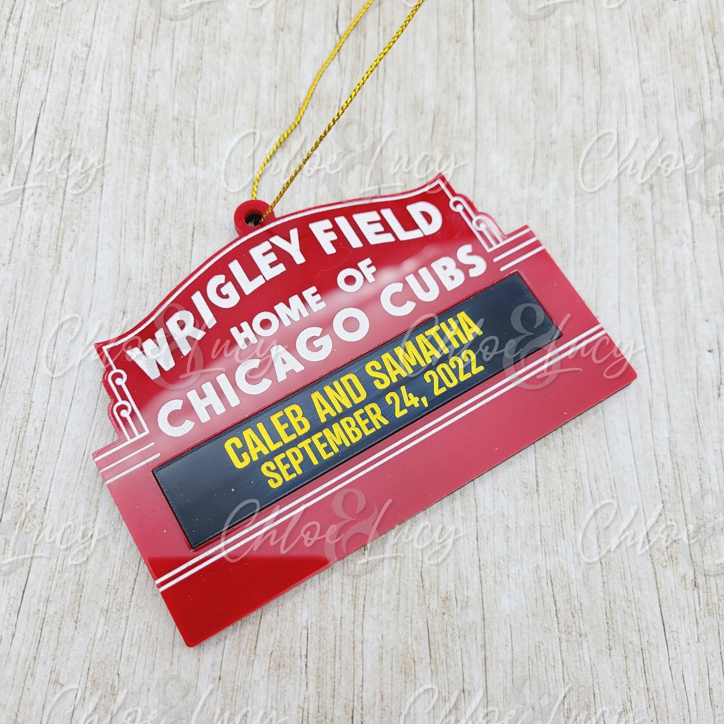 B-QUALITY Chicago Cubs Wrigley Field Marquee Sign Personalized Christmas Ornament Custom Gift | Less than Perfect