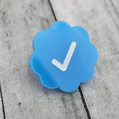 Twitter Verified Lapel Pin Acrylic Blue Checkmark Elon Musk Tweet Funny