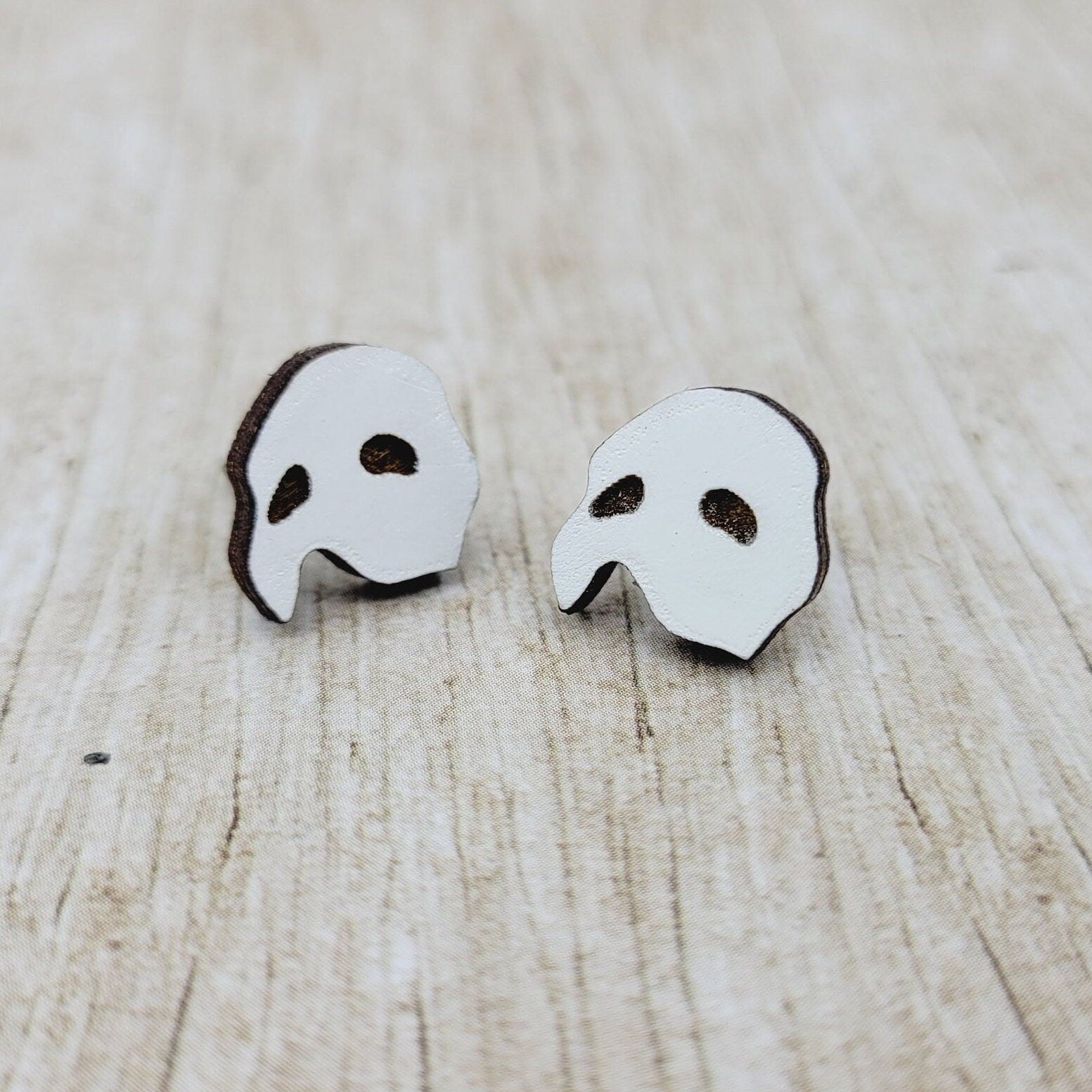 Phantom of the Opera Stud Earrings | Broadway | West End | Musical | Romance | Mask | Post | Stud Earrings | Wood Earrings | Stainless Steel