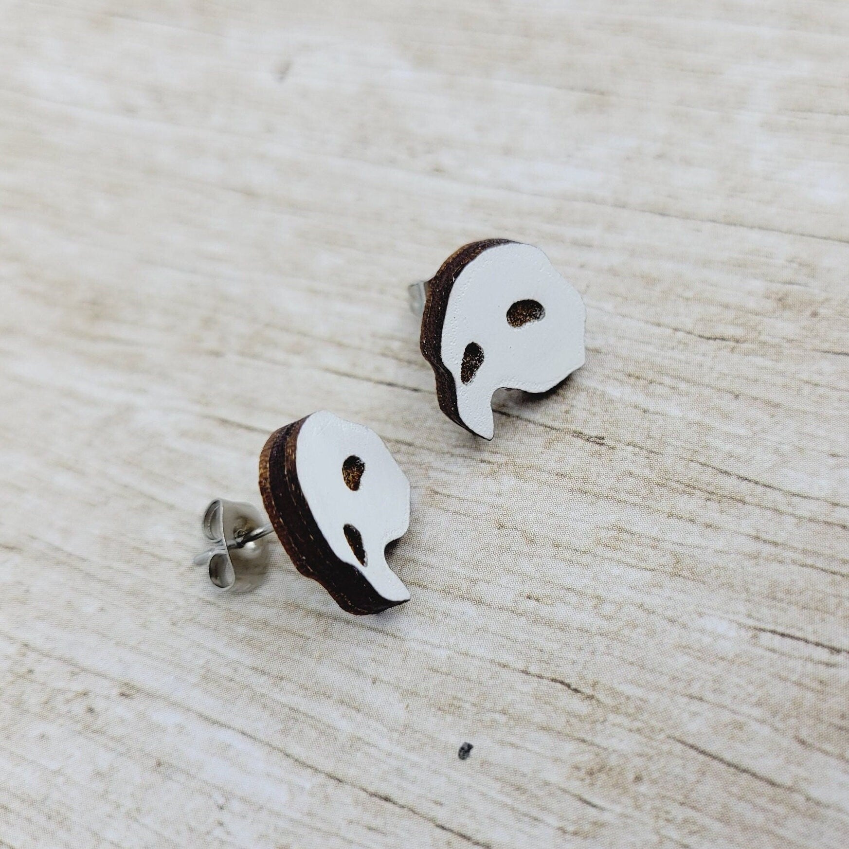 Phantom of the Opera Stud Earrings | Broadway | West End | Musical | Romance | Mask | Post | Stud Earrings | Wood Earrings | Stainless Steel