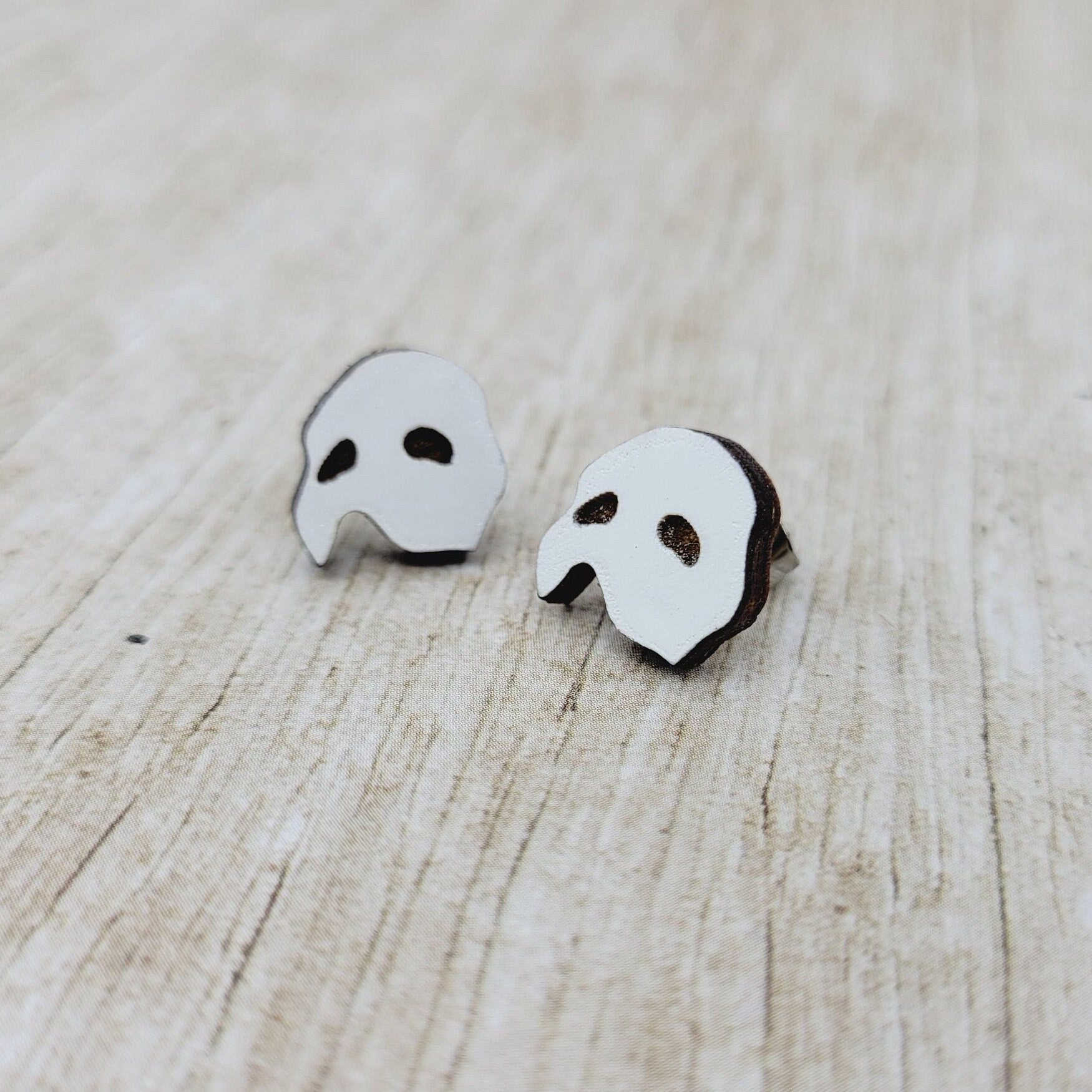 Phantom of the Opera Stud Earrings | Broadway | West End | Musical | Romance | Mask | Post | Stud Earrings | Wood Earrings | Stainless Steel