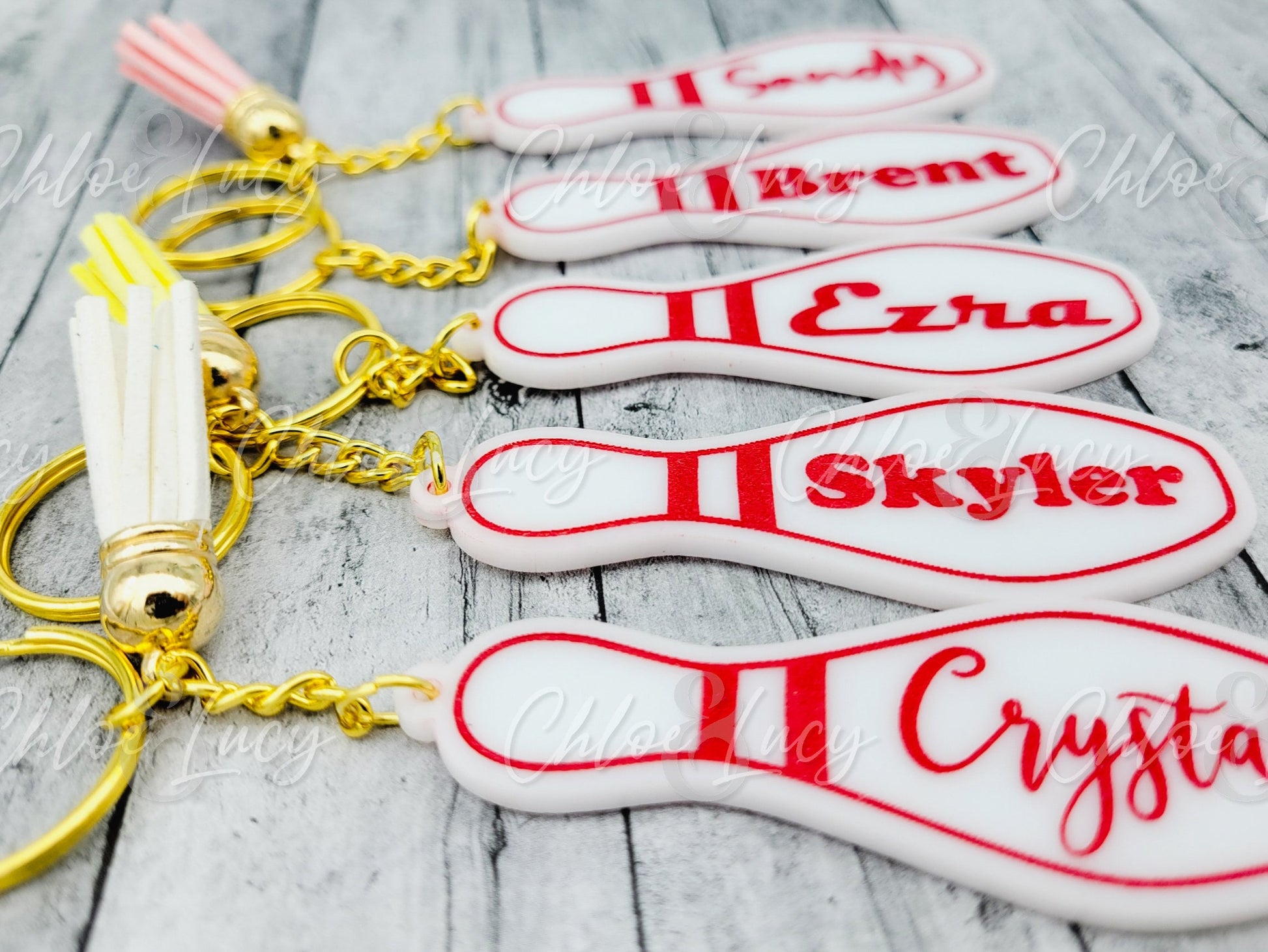 Personalized Bowling Pin Keychain, Custom Engraved Team Gift