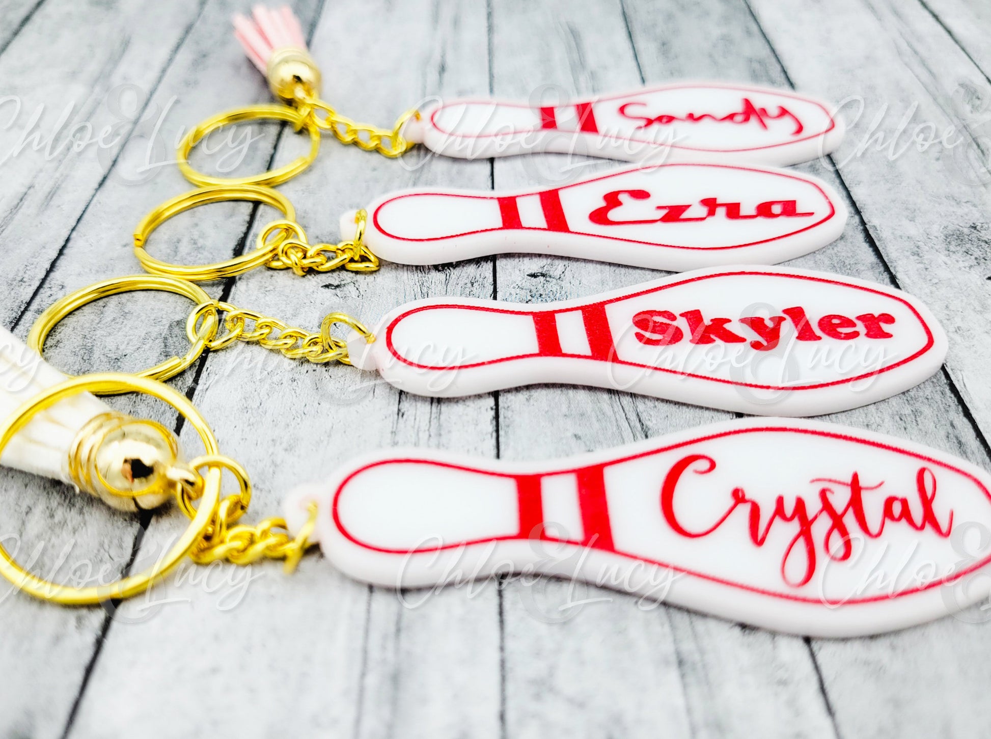 Personalized Bowling Pin Keychain, Custom Engraved Team Gift