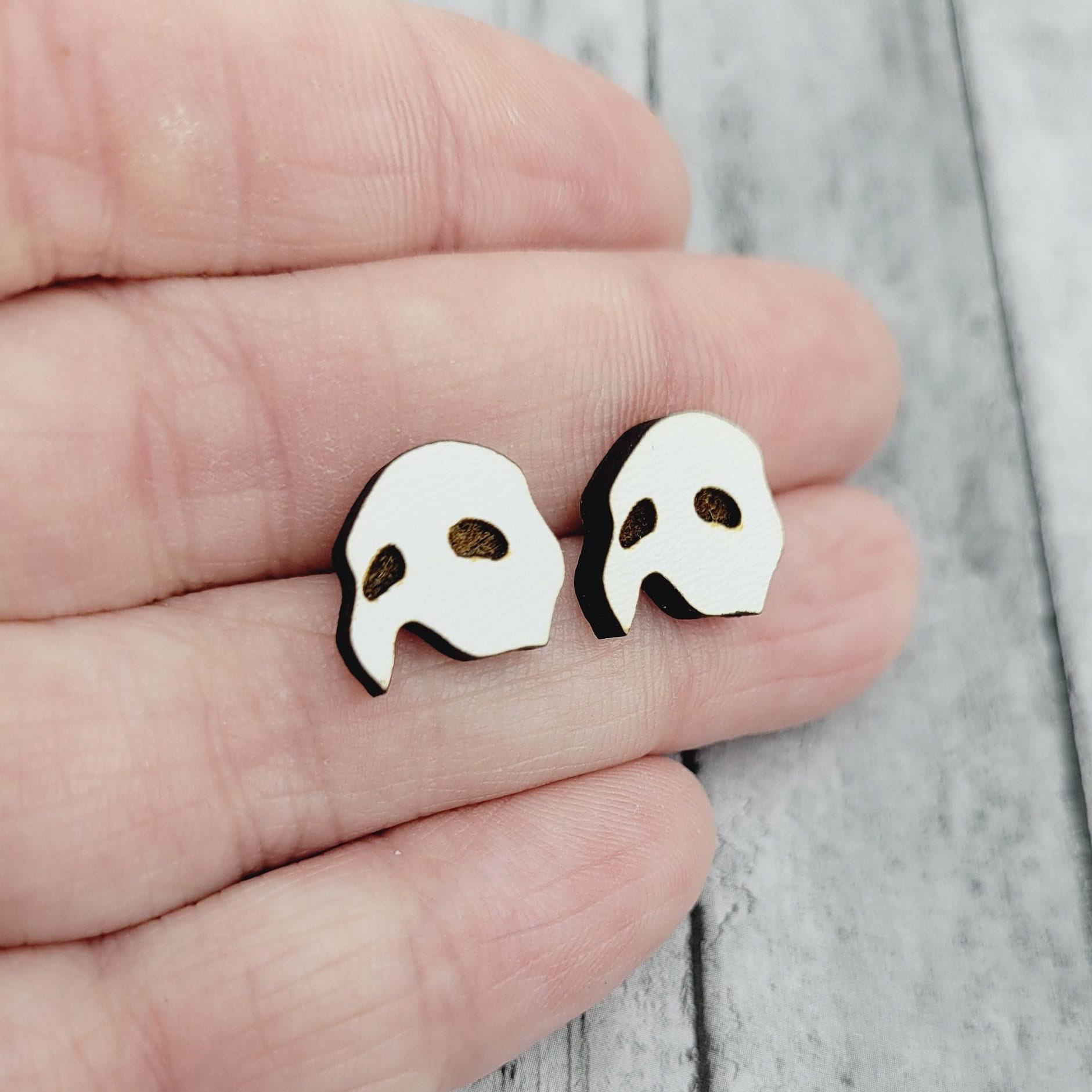 Phantom of the Opera Stud Earrings | Broadway | West End | Musical | Romance | Mask | Post | Stud Earrings | Wood Earrings | Stainless Steel