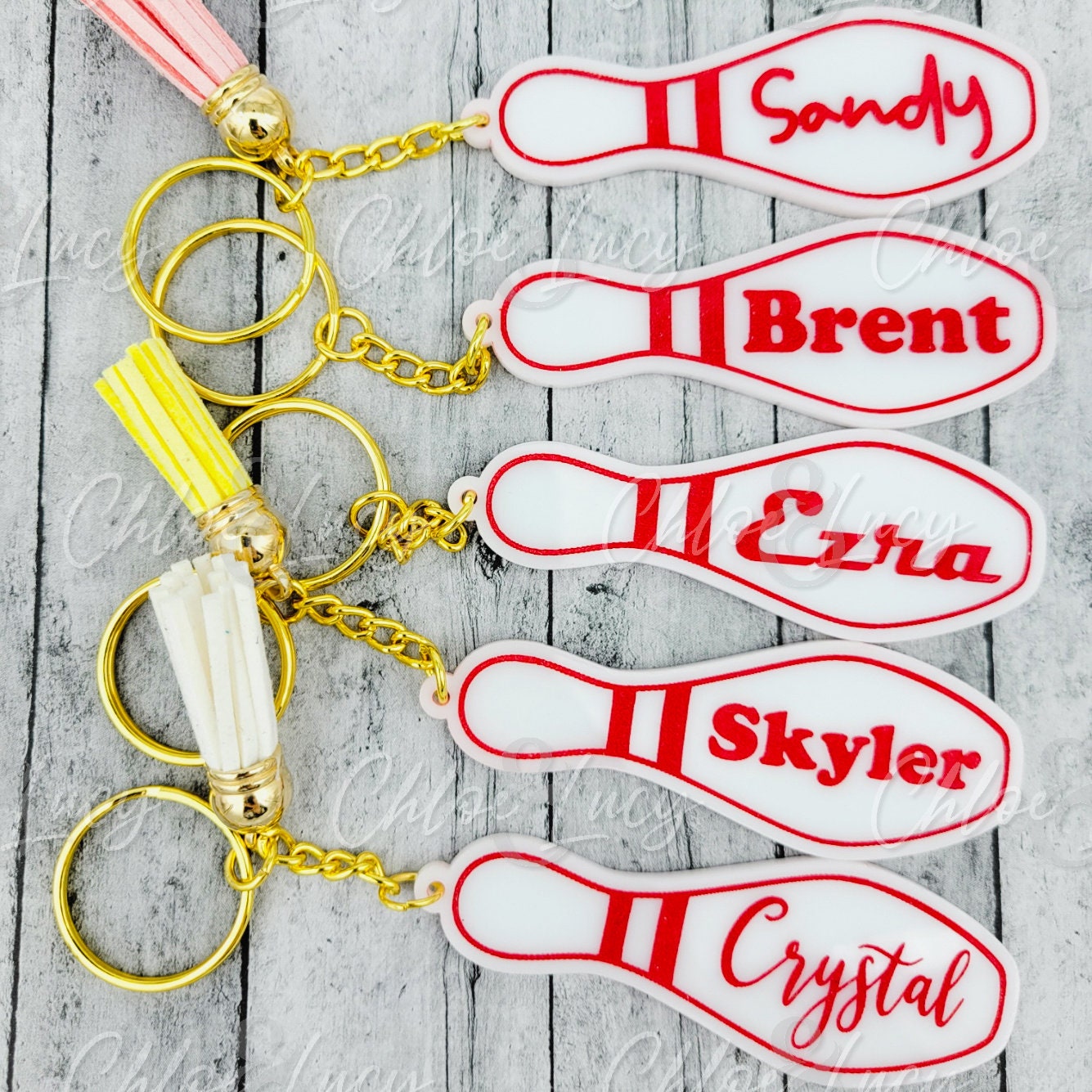 Personalized Bowling Pin Keychain, Custom Engraved Team Gift
