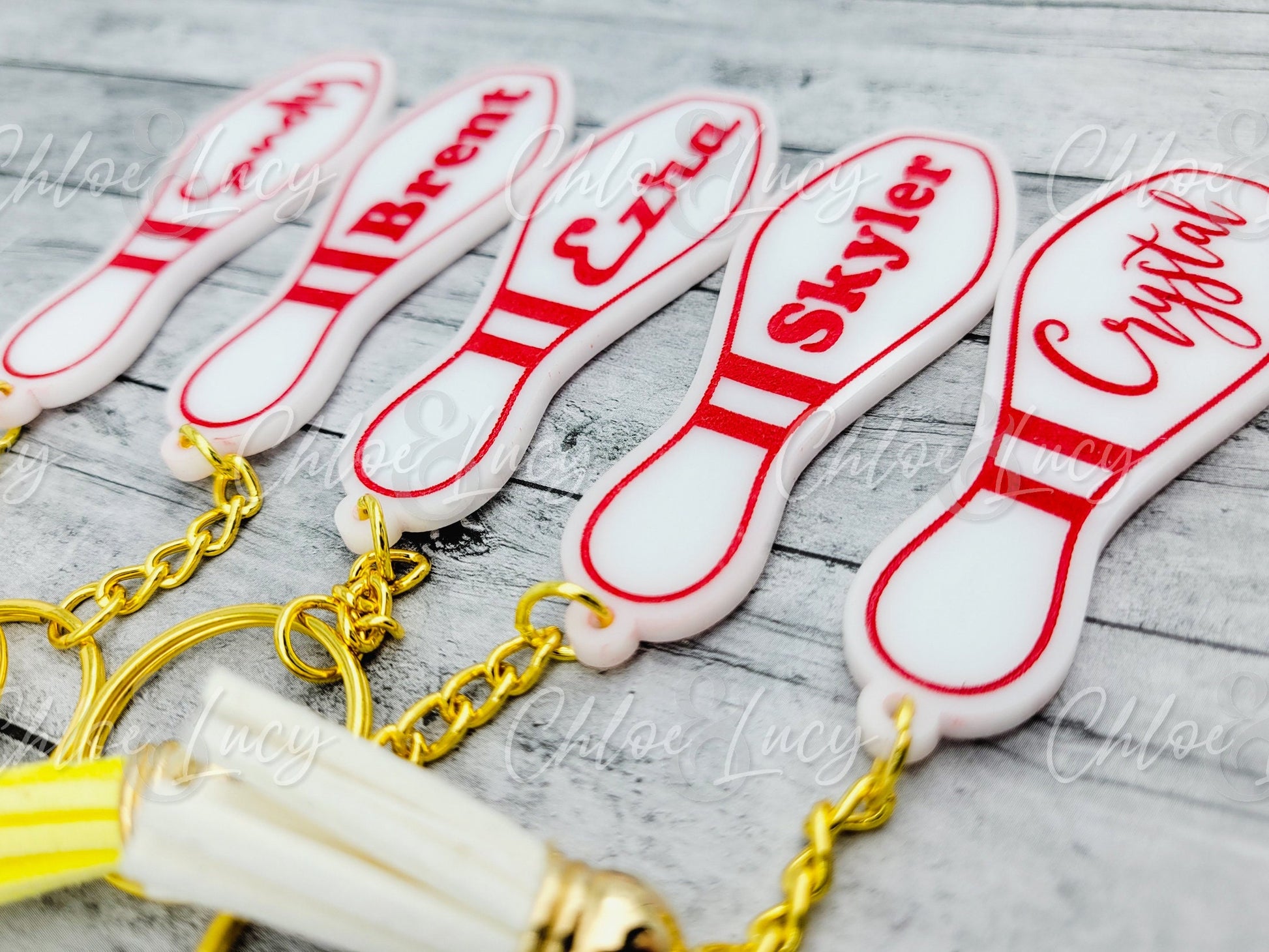 Personalized Bowling Pin Keychain, Custom Engraved Team Gift