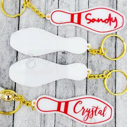 Personalized Bowling Pin Keychain, Custom Engraved Team Gift