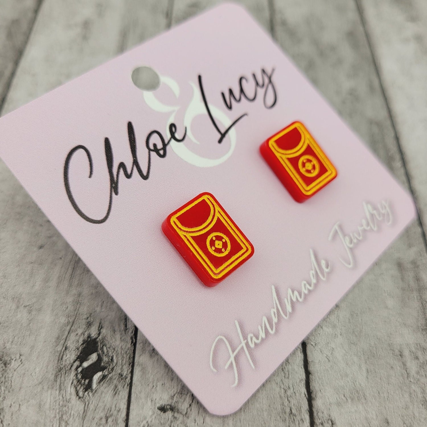 Chinese Lunar New Year Red Envelope Stud Earrings | Red Packet | Hong Bao | Year of the Rabbit | Prosperity | Jewelry | Acrylic