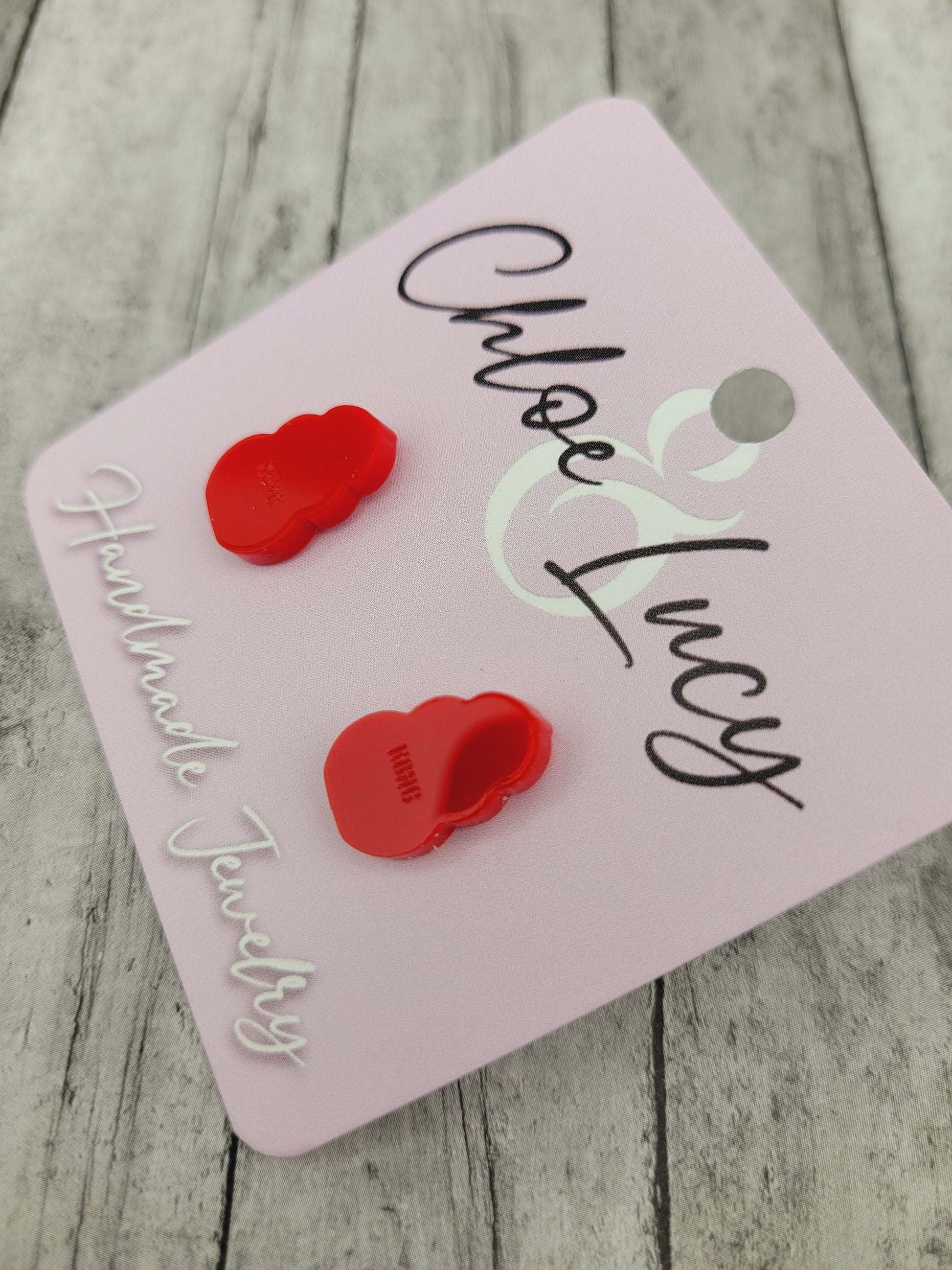 Red Kong Dog Toy Stud Earrings, Stainless Steel Posts