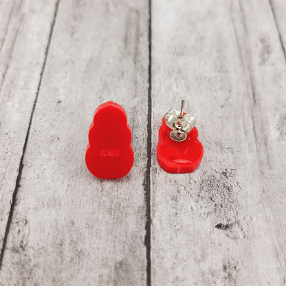 Red Kong Dog Toy Stud Earrings, Stainless Steel Posts