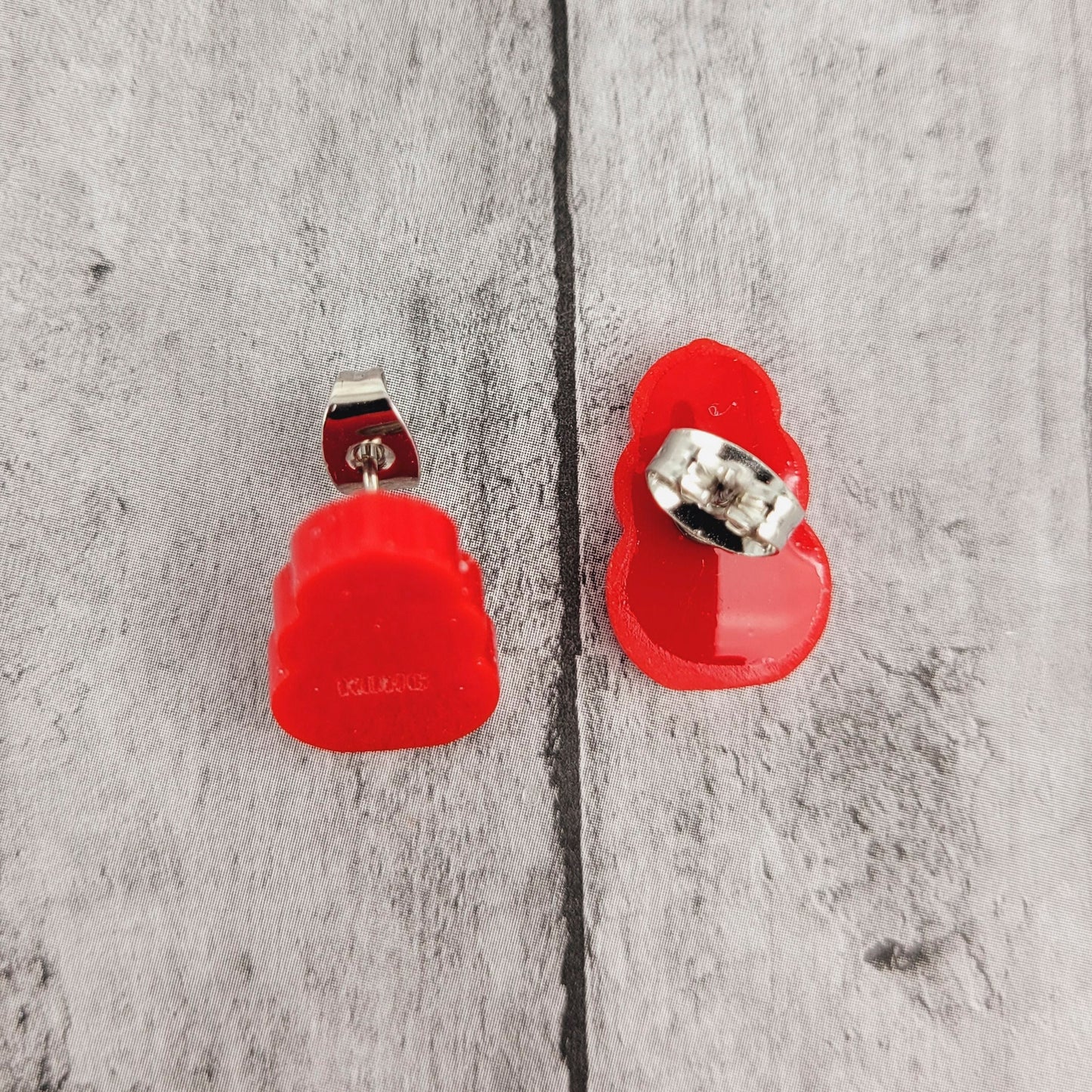 Red Kong Dog Toy Stud Earrings, Stainless Steel Posts