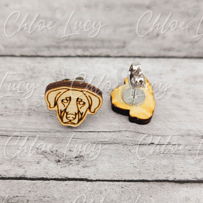 Wooden Beauceron Dog Stud Earrings: Minimalist Puppy Face Jewelry, Pet Mom Accessory