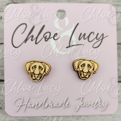 Wooden Beauceron Dog Stud Earrings: Minimalist Puppy Face Jewelry, Pet Mom Accessory
