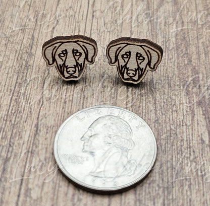 Wooden Beauceron Dog Stud Earrings: Minimalist Puppy Face Jewelry, Pet Mom Accessory