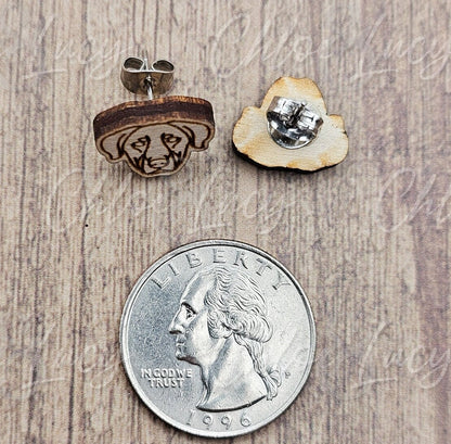 Wooden Beauceron Dog Stud Earrings: Minimalist Puppy Face Jewelry, Pet Mom Accessory