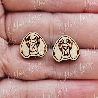 Bloodhound Dog Stud Earrings | Dog Owner | Dog Mom Gift | Post | Stud Earrings | Wood | Stainless Steel | Hunting Dog | Hound Dog