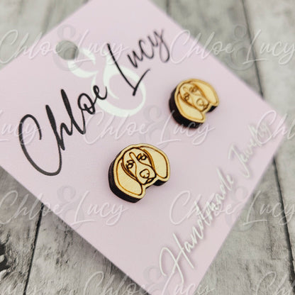 Bluetick Coonhound Stud Earrings | Dog Owner | Dog Mom Gift | Post | Stud Earrings | Wood | Stainless Steel | Hunting Dog