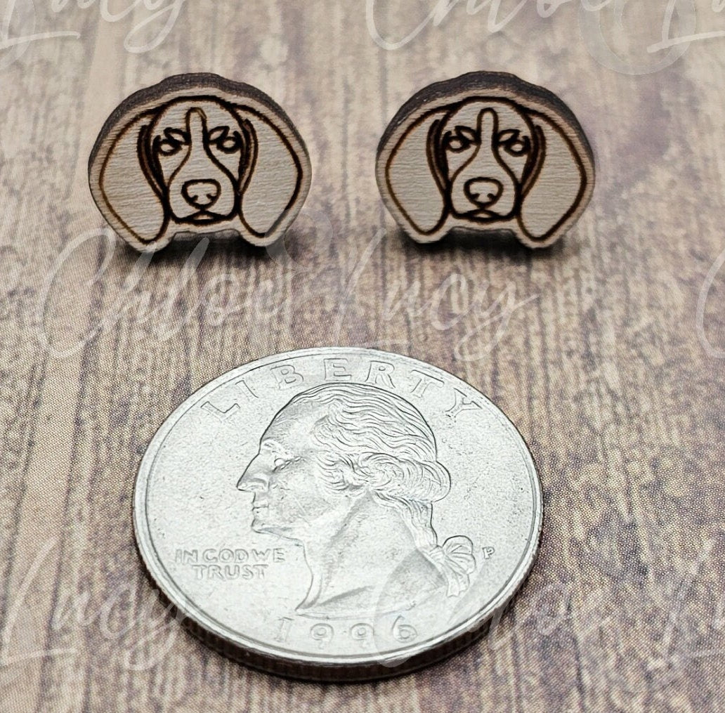 Bluetick Coonhound Stud Earrings | Dog Owner | Dog Mom Gift | Post | Stud Earrings | Wood | Stainless Steel | Hunting Dog