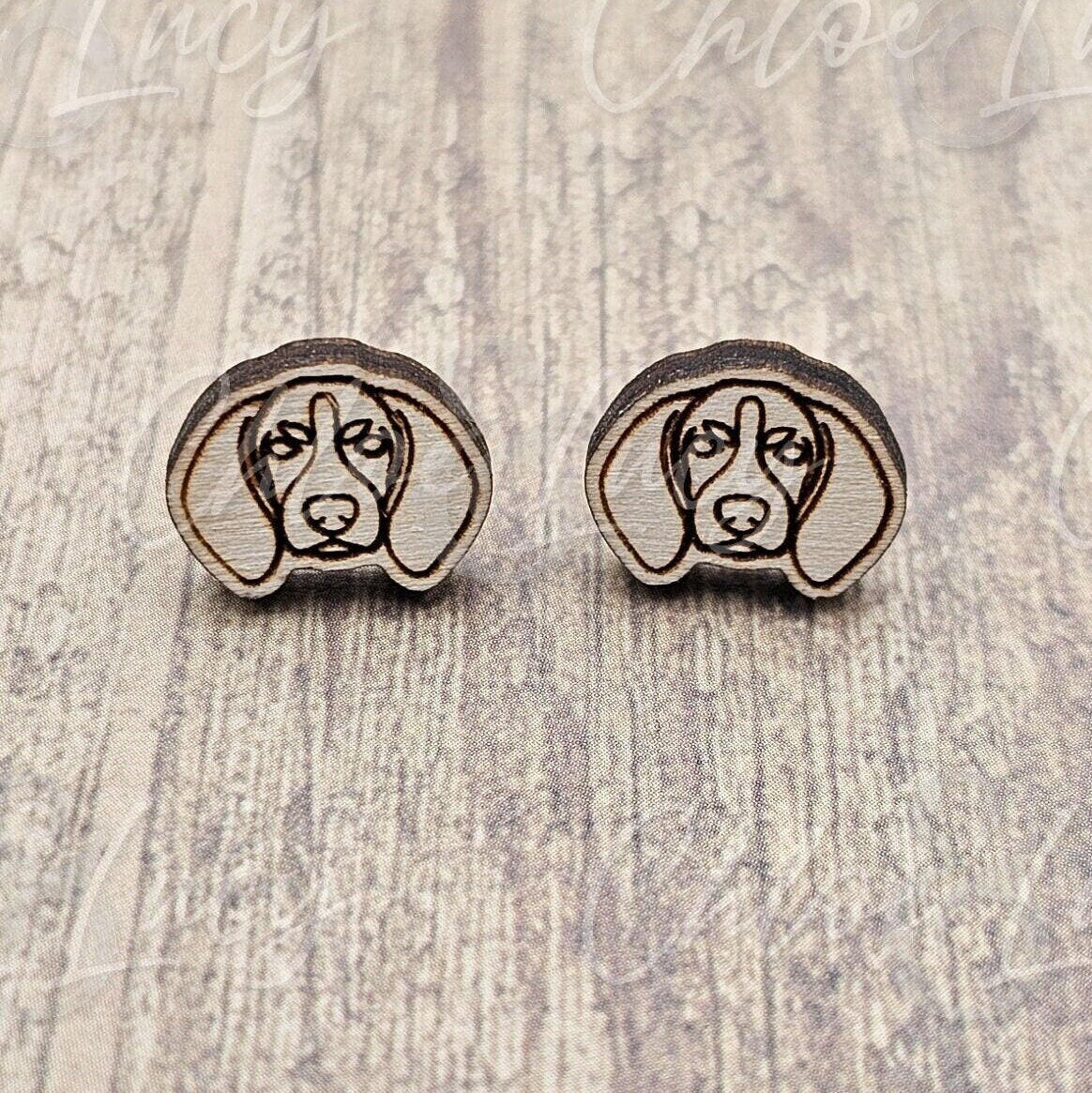 Bluetick Coonhound Stud Earrings | Dog Owner | Dog Mom Gift | Post | Stud Earrings | Wood | Stainless Steel | Hunting Dog